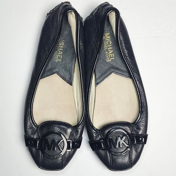 Michael Kors Shoes - Michael Kors Women's Fulton Moc Logo Leather Slip-On Ballet Flats Black Size 5